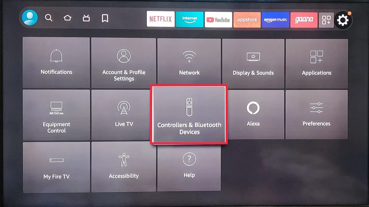 Image showing selection of controllers and bluetooth devices on the screen